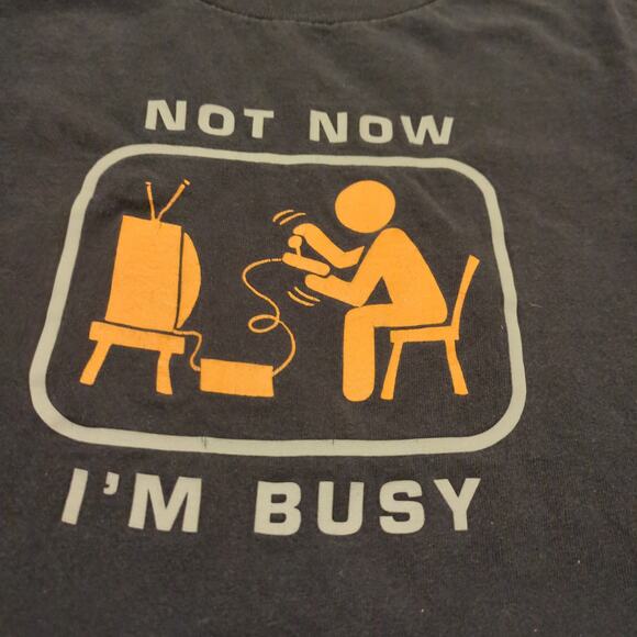 VTG Not Now I'm Busy Gamer Adult Large Shirt Xbox PlayStation Nintendo Tech Y2K - Picture 2 of 6